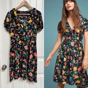 Maeve Bloedel Floral V-Neck Mini Dress. Size 10